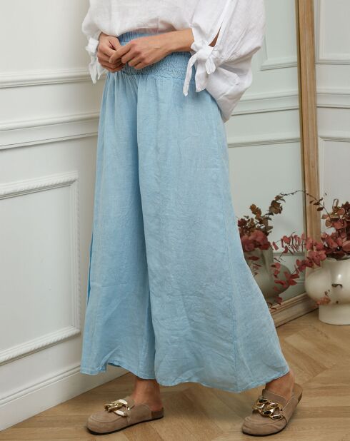 Pantalon en Lin & Coton Fuga ciel