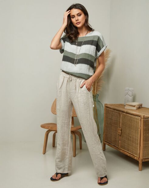 Pantalon 100% Lin Garancel beige