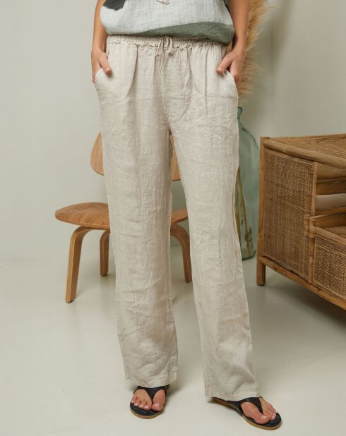 Pantalon 100% Lin Garancel beige