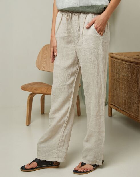 Pantalon 100% Lin Garancel beige