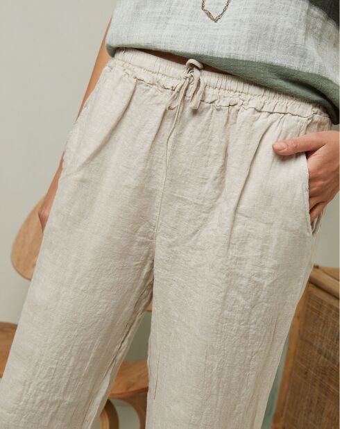 Pantalon 100% Lin Garancel beige