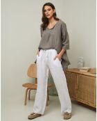 Pantalon 100% Lin Garancel blanc