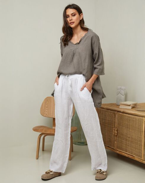 Pantalon 100% Lin Garancel blanc