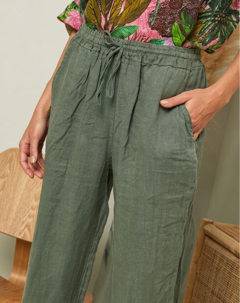 Pantalon 100% Lin Garancel kaki