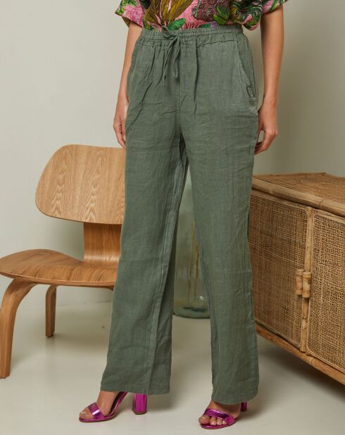 Pantalon 100% Lin Garancel kaki