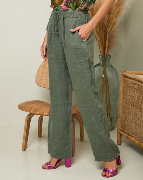 Pantalon 100% Lin Garancel kaki