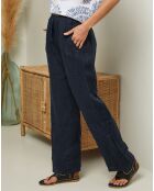 Pantalon 100% Lin Garancel marine