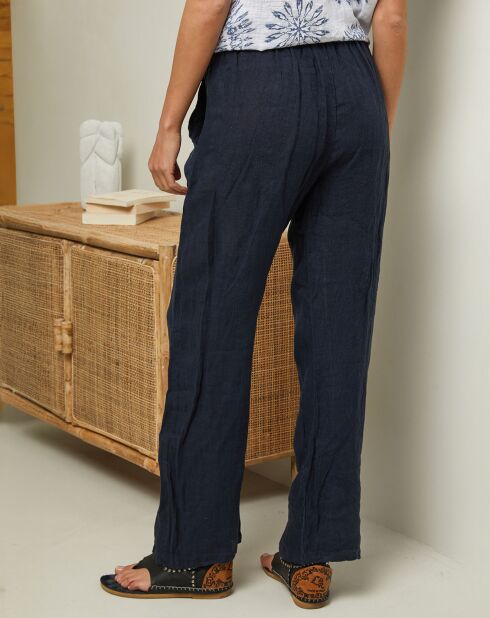Pantalon 100% Lin Garancel marine