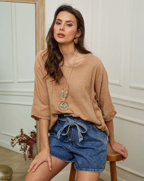 Top 100% Lin Guimauve camel