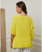 Top 100% Lin Guimauve jaune