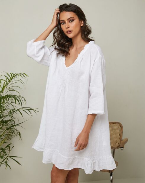 Robe 100% Lin Jasmine blanche