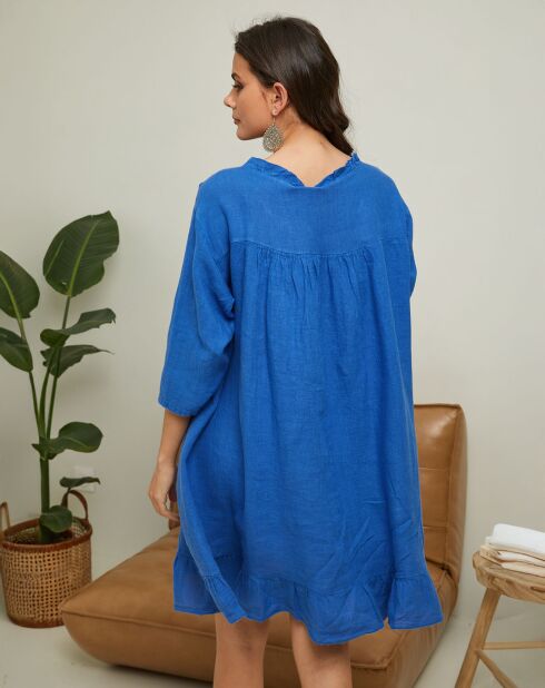 Robe 100% Lin Jasmine bleu electrique