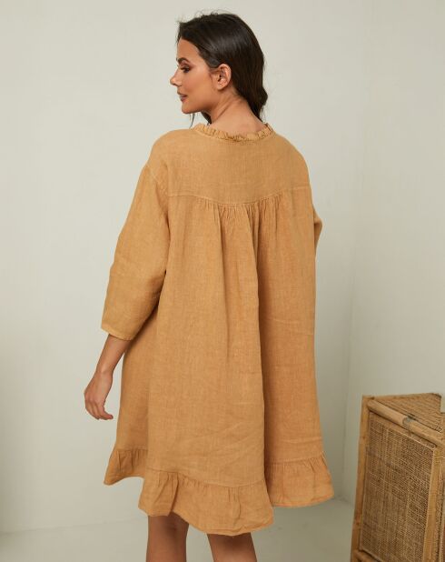 Robe 100% Lin Jasmine camel