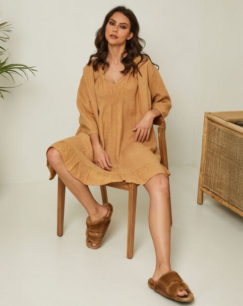 Robe 100% Lin Jasmine camel