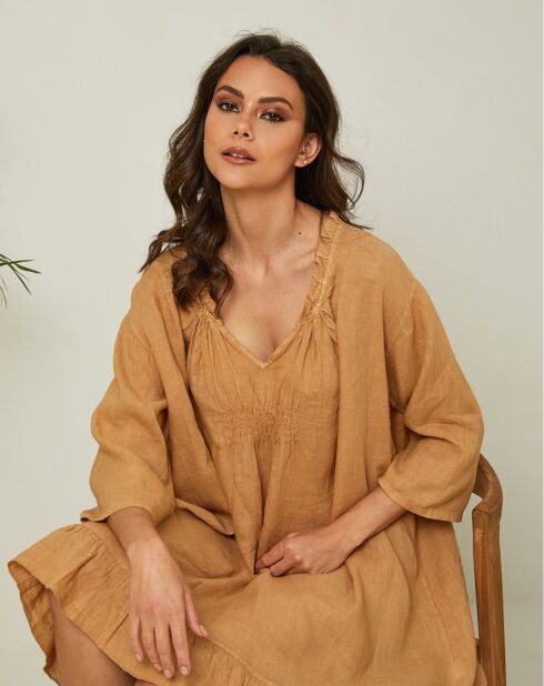 Robe 100% Lin Jasmine camel