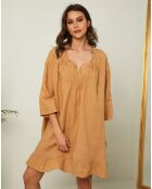 Robe 100% Lin Jasmine camel