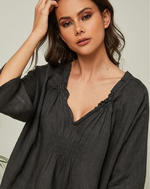 Robe 100% Lin Jasmine noire