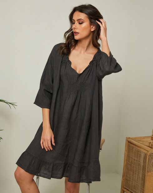Robe 100% Lin Jasmine noire