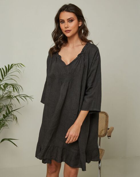 Robe 100% Lin Jasmine noire