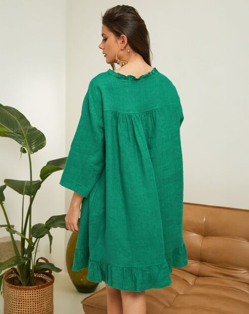 Robe 100% Lin Jasmine verte