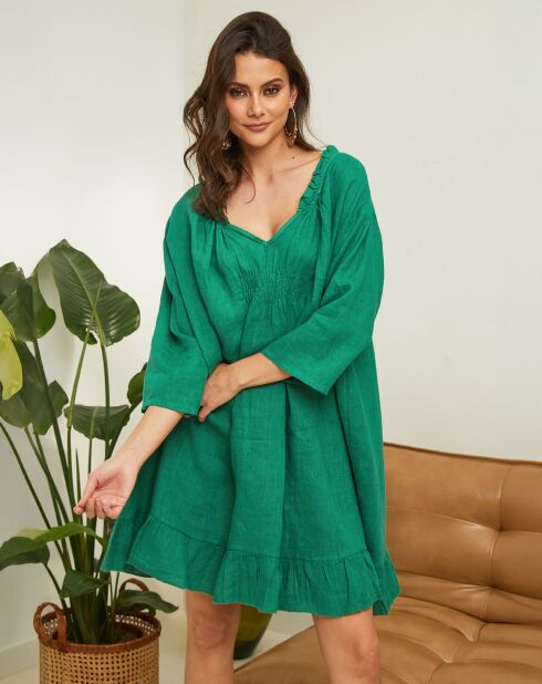 Robe 100% Lin Jasmine verte
