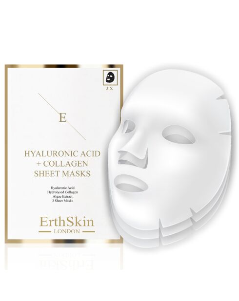 Maske mit Hyaluronsäure und Kollagen, 3 Blatt