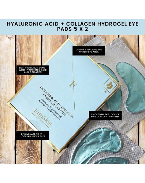 Oogpleisters met hyaluronzuur en collageenhydrogel - 5 paar