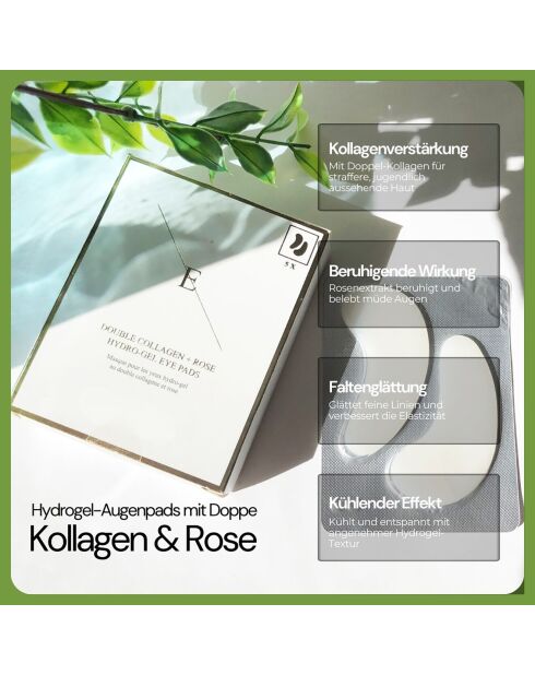 Doppelte Kollagen- und Rosenhydrogel-Augenklappen — 5 Paar