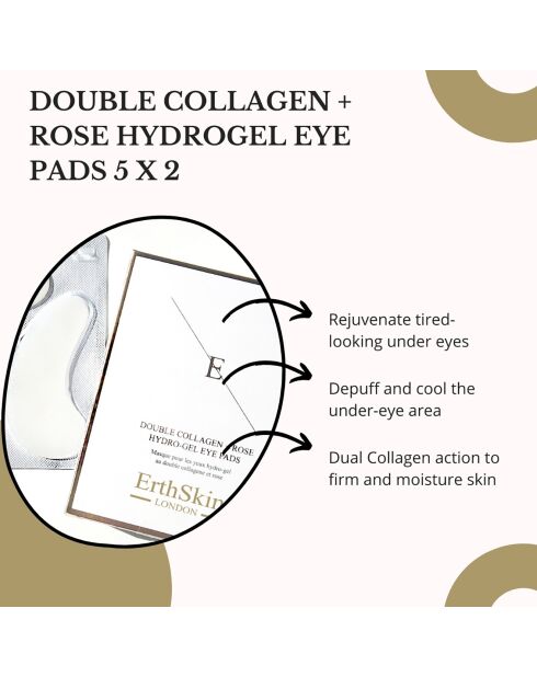 Doppelte Kollagen- und Rosenhydrogel-Augenklappen — 5 Paar