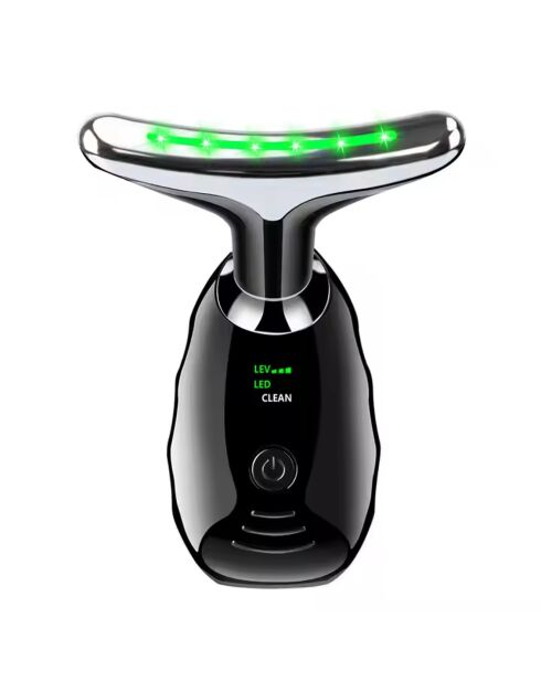 Zwart antiverouderend gezichts- en nekmassageapparaat