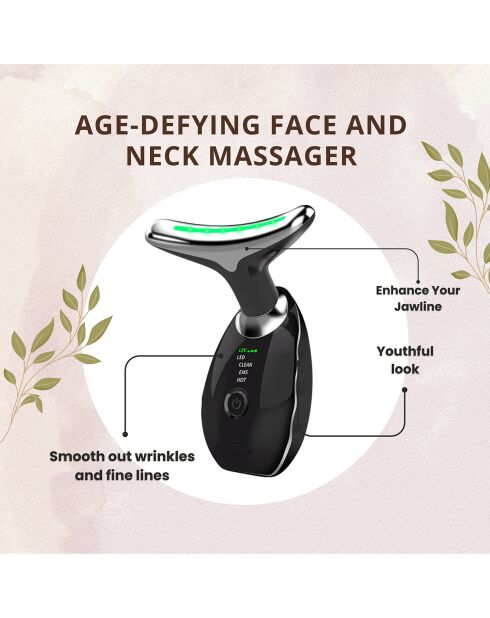 Zwart antiverouderend gezichts- en nekmassageapparaat