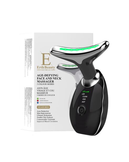 Zwart antiverouderend gezichts- en nekmassageapparaat