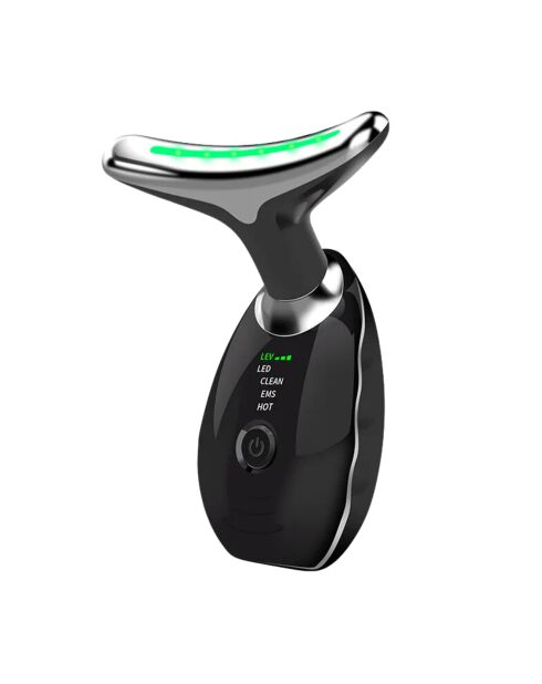 Zwart antiverouderend gezichts- en nekmassageapparaat