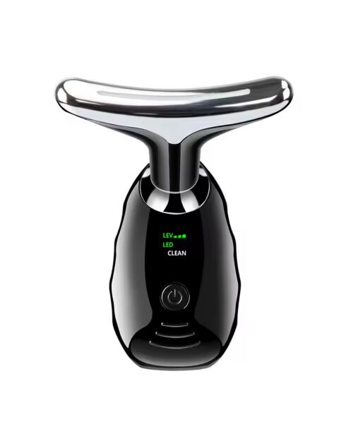 Zwart antiverouderend gezichts- en nekmassageapparaat