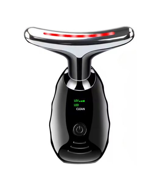 Zwart antiverouderend gezichts- en nekmassageapparaat