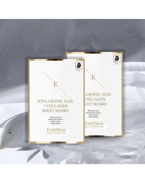 2 confezioni di maschere a base di acido ialuronico e collagene - 6 fogli