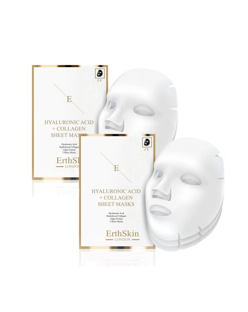 2 confezioni di maschere a base di acido ialuronico e collagene - 6 fogli