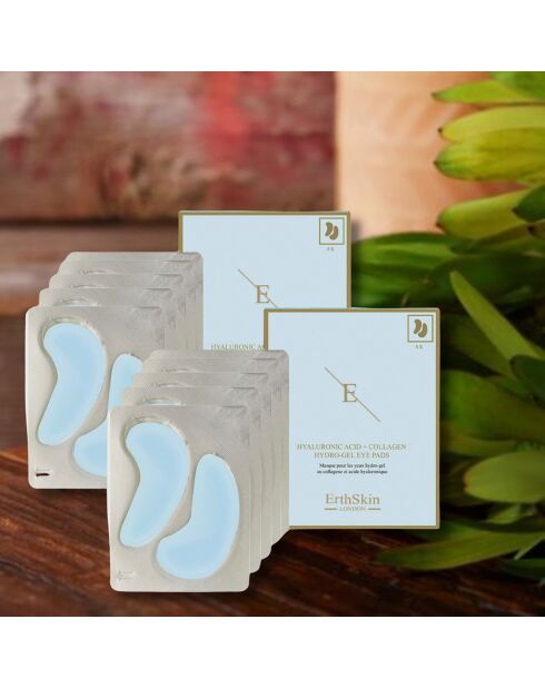 Parches para ojos con hidrogel de ácido hialurónico y colágeno, 10 pares