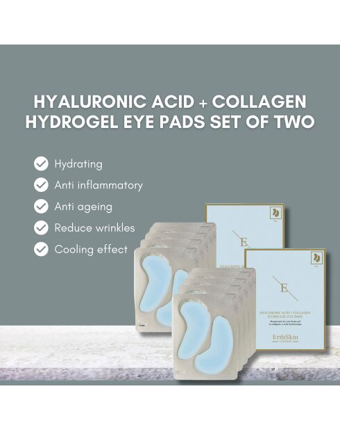 Parches para ojos con hidrogel de ácido hialurónico y colágeno, 10 pares