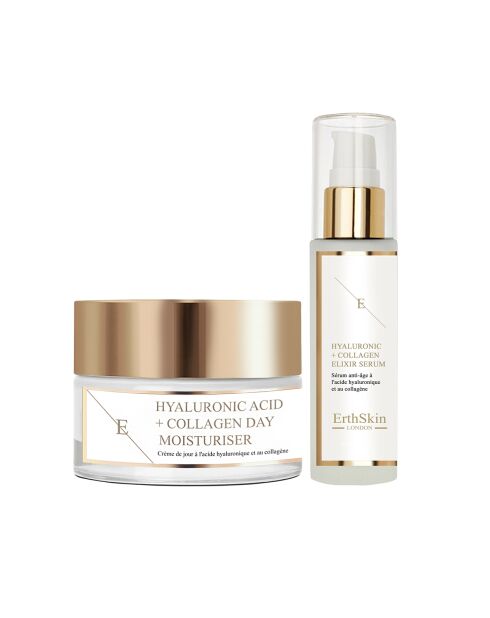 Hyaluronsäure- und Kollagen-Tagescreme + Hyaluronsäure- und Kollagen-Serum - 2 Stück