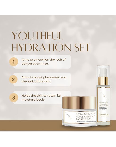 Hyaluronsäure- und Kollagen-Tagescreme + Hyaluronsäure- und Kollagen-Serum - 2 Stück