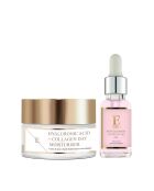 Rose Flower Radiance Gesichtsöl + Tagescreme mit Hyaluronsäure und Kollagen - 2 Stück