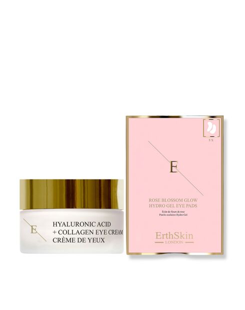 Pro Age oogcontourcrème met hyaluronzuur en collageen + Rose Blossom Glow Hydrogel Ooglapjes - 2 stuks