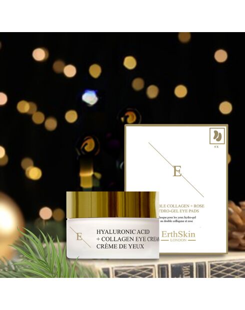 Pro Age oogcontourcrème met hyaluronzuur en collageen + dubbel collageen en roze hydrogelpleisters - 2 stuks