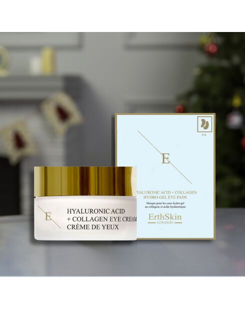 Pro Age Augenkonturcreme mit Hyaluronsäure und Kollagen + Hyaluronsäure- und Kollagen-Hydrogel-Augenklappen - 2 Stück