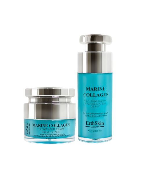 Marine Collagen Nachtcreme + Marine Collagen Night Repair Serum - 2 Stück
