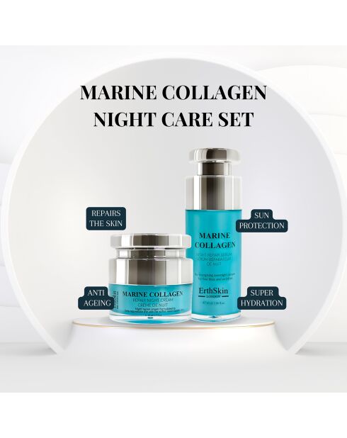 Marine Collagen Nachtcreme + Marine Collagen Night Repair Serum - 2 Stück