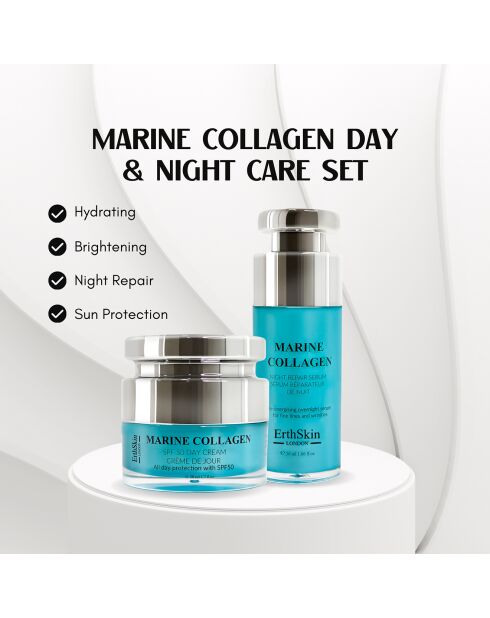 Marine Collagen Day Cream SPF50 + Marine Collagen Night Repair Serum - 2 stuks