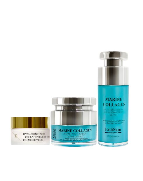 Marine Collagen Night Set Creme+Augenkonturcreme + Serum - 3 Stück