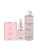 Agua micelar con extracto de romero, aceite facial que resplandece en forma de flor de rosa y almohadillas de hidrogel que brillan en forma de flor de rosa, 3 unidades